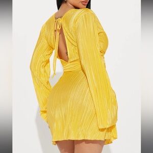 Ciara pliesse mini dress- yellow
